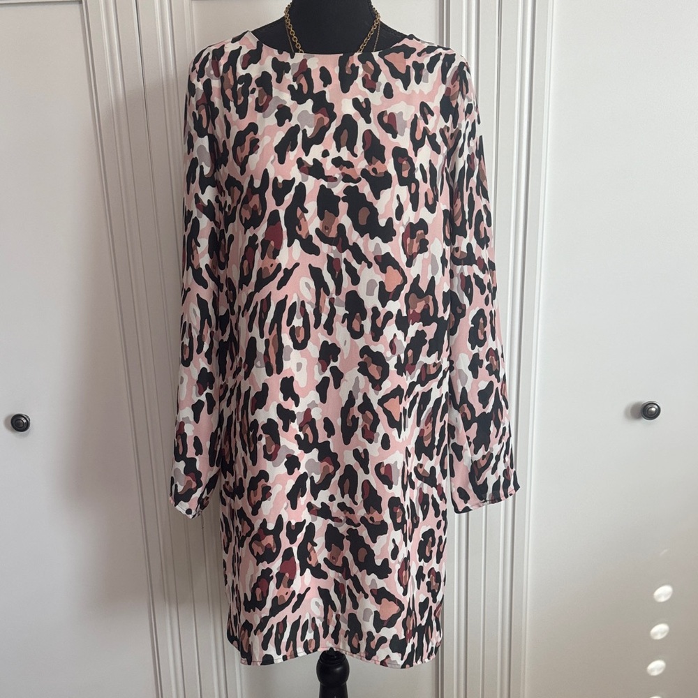 Bar III Pink and Black Animal Print Dress